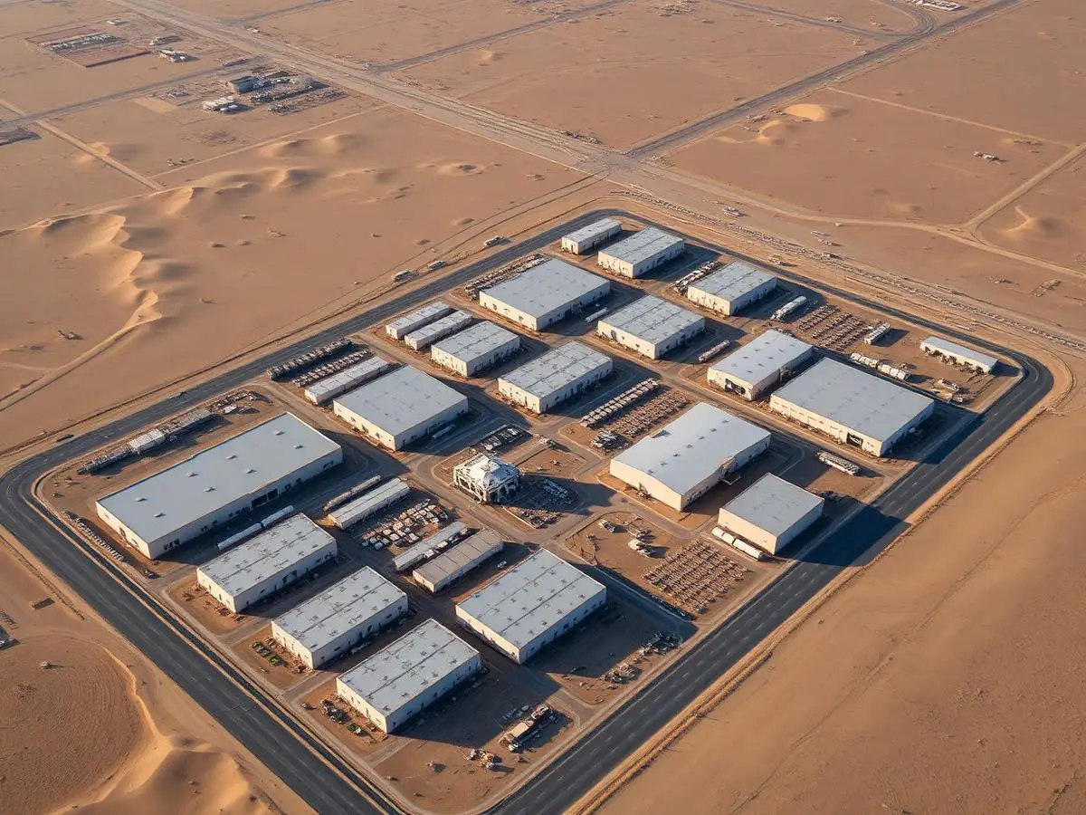 Aerial view of an industrial area in Saudi Arabia